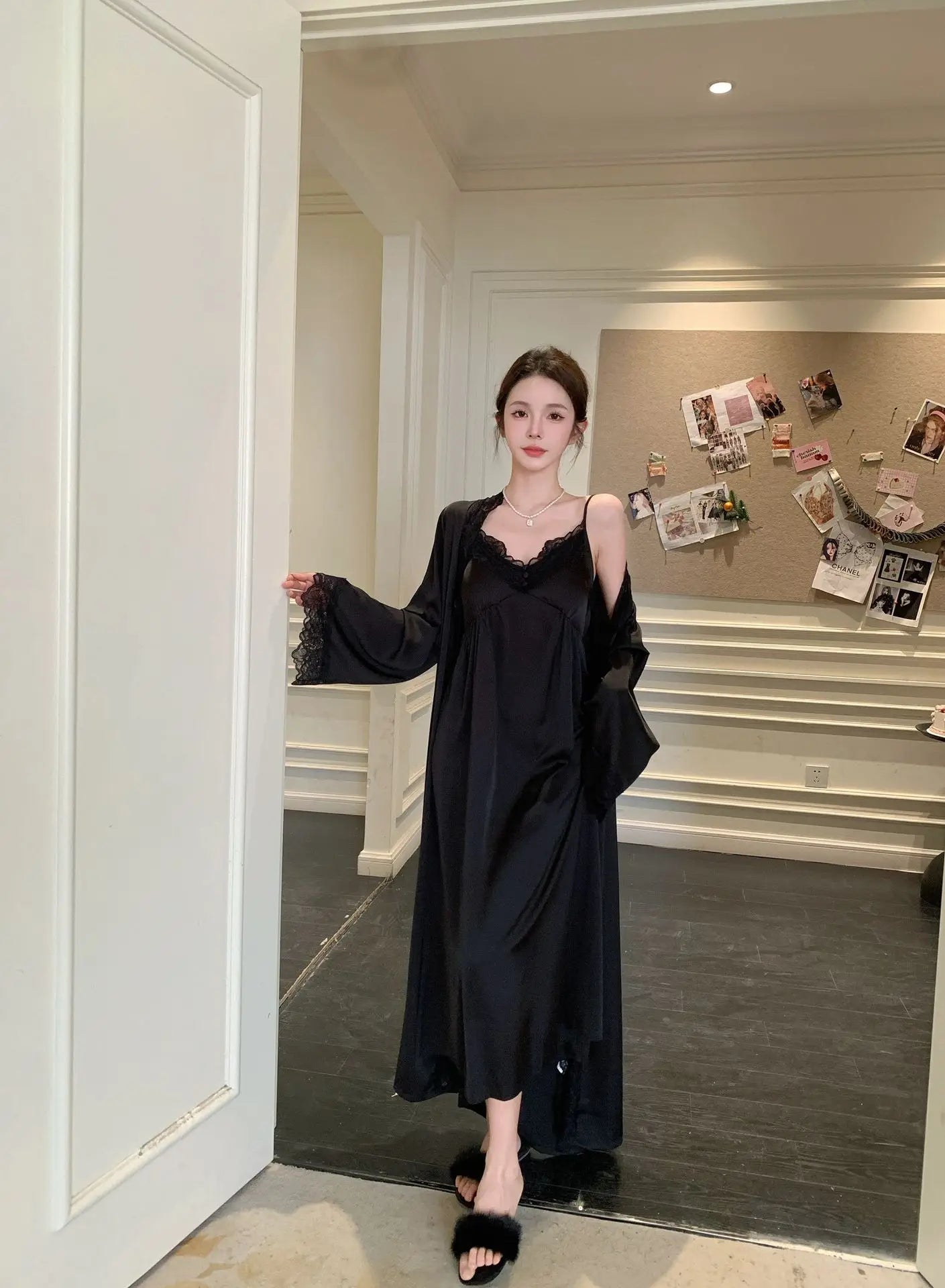 2025New Long Sweet Blue Robe Set Women Elegant Bathrobe Rayon Kimono Sexy Lace Floral Home Dressing Gown Princess Loungewear