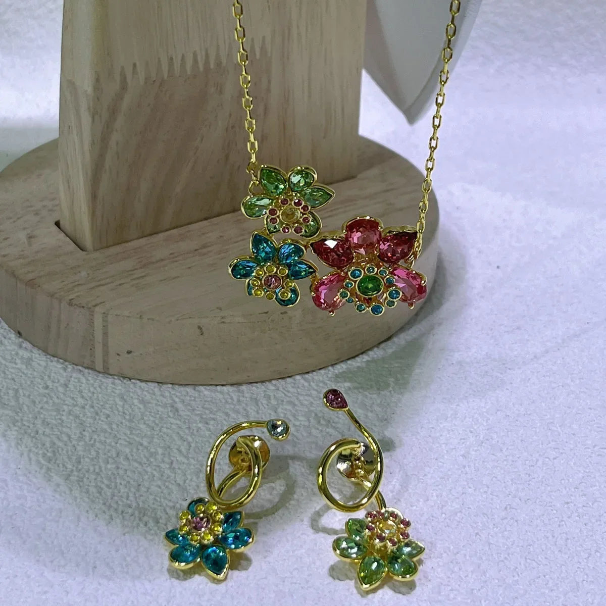 Original Jewelry Set New Color Flower Crystal Boutique Irregular Earring Exquisite Necklace Ring Bracelet Wedding Gift for Women