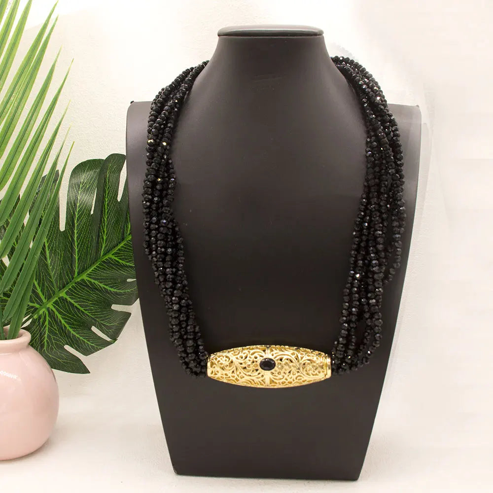 Sunspicems Chic Crystal Women Choker Necklace Arabic Style Morocco Bridal Wedding Jewelry Beads Chain Gold Color Pendant