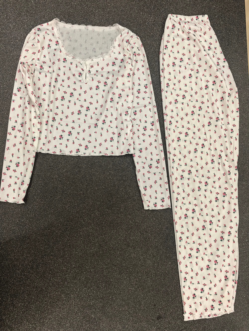 Women Sexy Floral Print Pajama Sets Soft Comfortable Long Sleeve Top and Pants Loungewear Sleepwear Two Piece Set Homewears