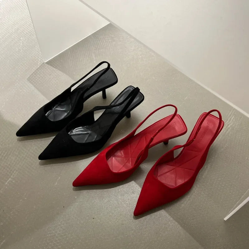 Women's Sexy Red High Heels 2024 New Women's Summer Strappy Sandals Comfortable Pointed Toe Women Sandals Fashion Stiletto Shoes