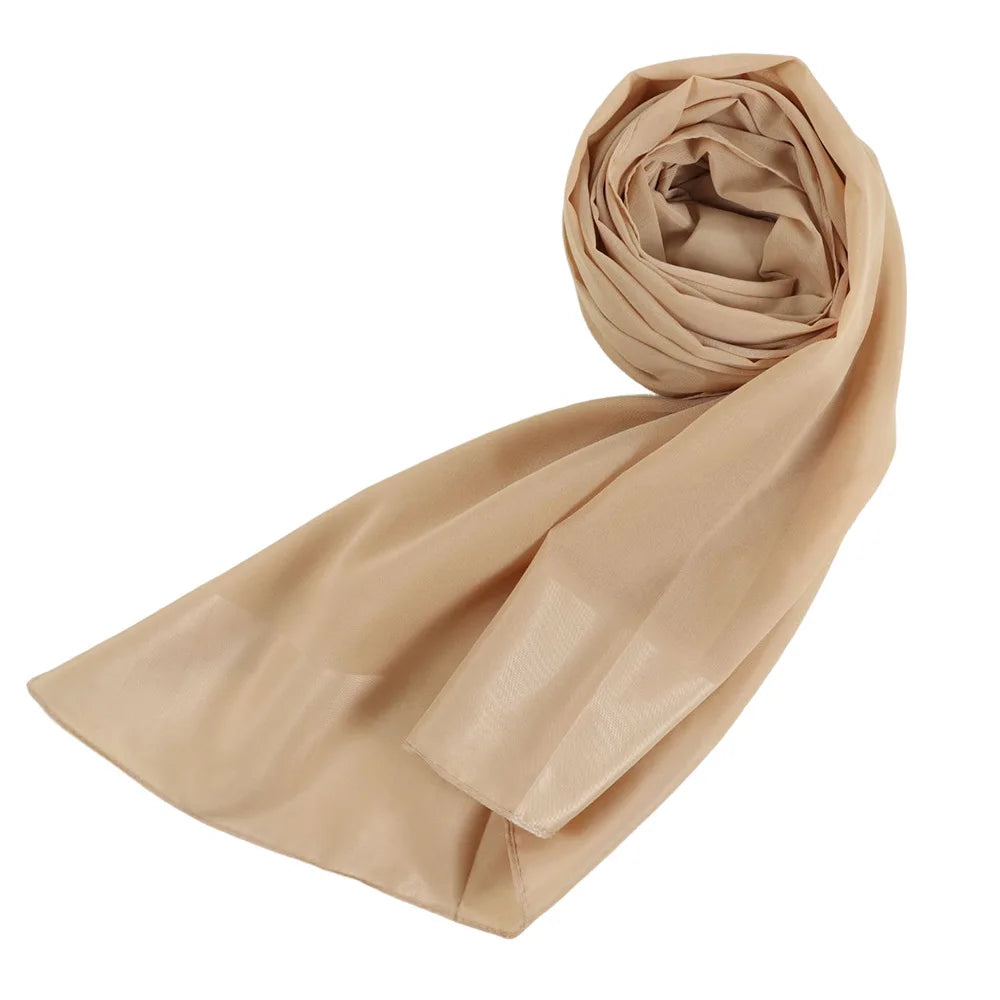 70x180cm Lightweight Chiffon Scarf with Border - Breathable Long Shawl, Women's Wrap, Dust & Sun Protection