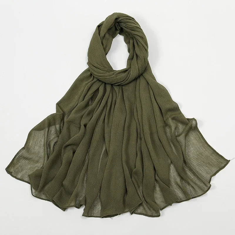 New Crinkle Rayon Hijab Muslim Scarf Women Solid Shawl Big Size Headscarf Islamic Turban Plain Foulard Headband Wrap