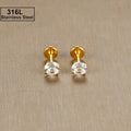 2PC Labret Tragus Stud Earrings 16G Surgical Stainless Steel CZ Crystal Monroe Helix Cartialge Conch Medusa Lip Body Piercing