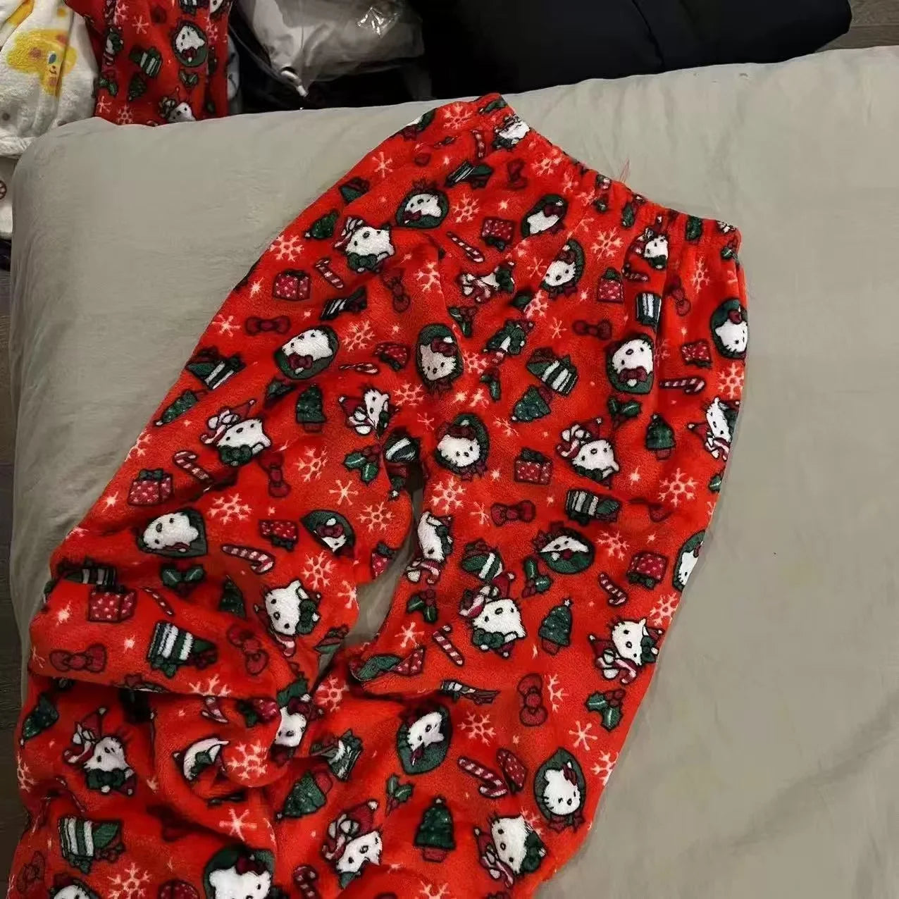 Christmas Hello Kitty Pajama Pants Anime Loose Pants Cartoon Couple Loungewear Women Leisure Home Trousers