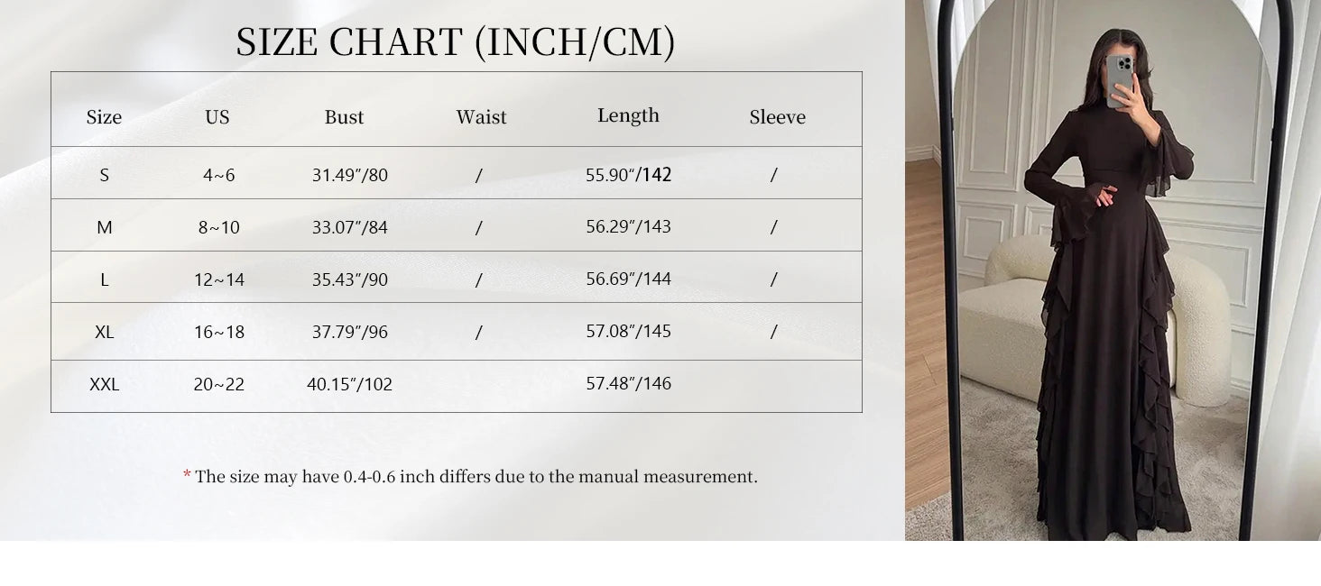 2025 European and American Women's Elegant Casual High-Waisted Solid-Colour Bell-Sleeve Dress Long Dress with Long Sleeves