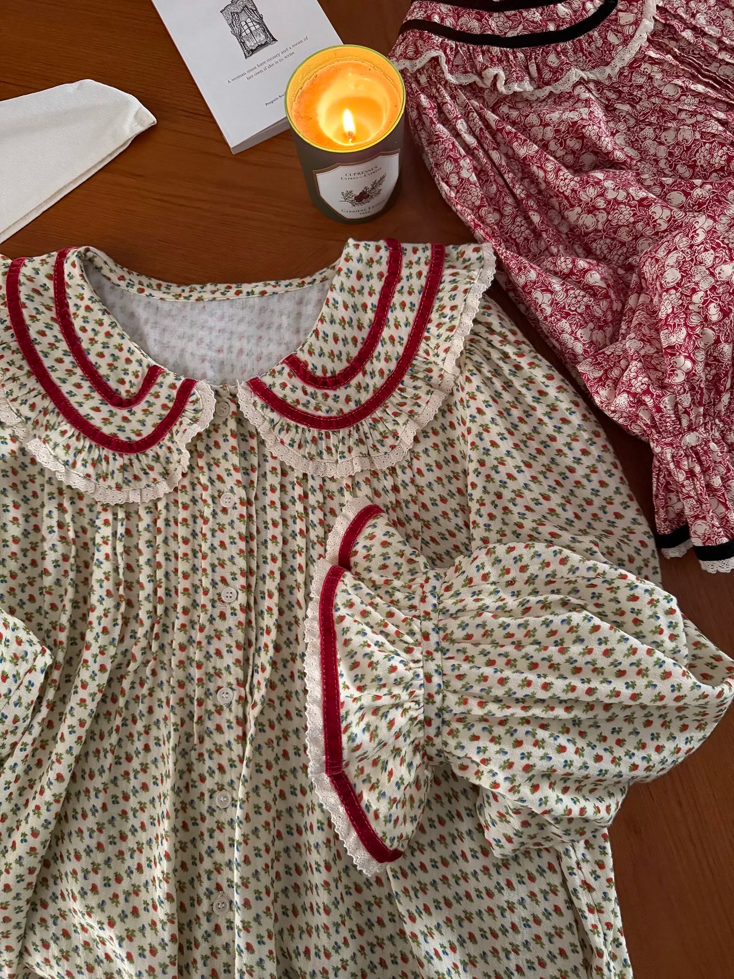2026 new 100% cotton sweet rose floral printing home wear set princess women loose 2 pieces pajamas sets for spring summer