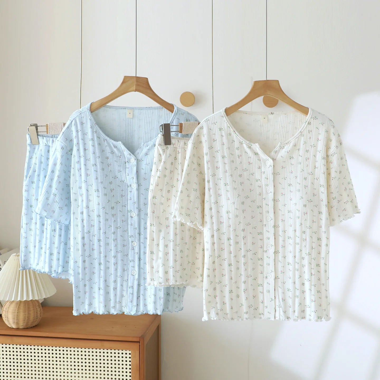 Summer Suit Short Sleeve Sleepwear Women's Cotton Floral Pyjamas Women Pajama Sets Two-Piece Nightwear Pijama Home Clothes