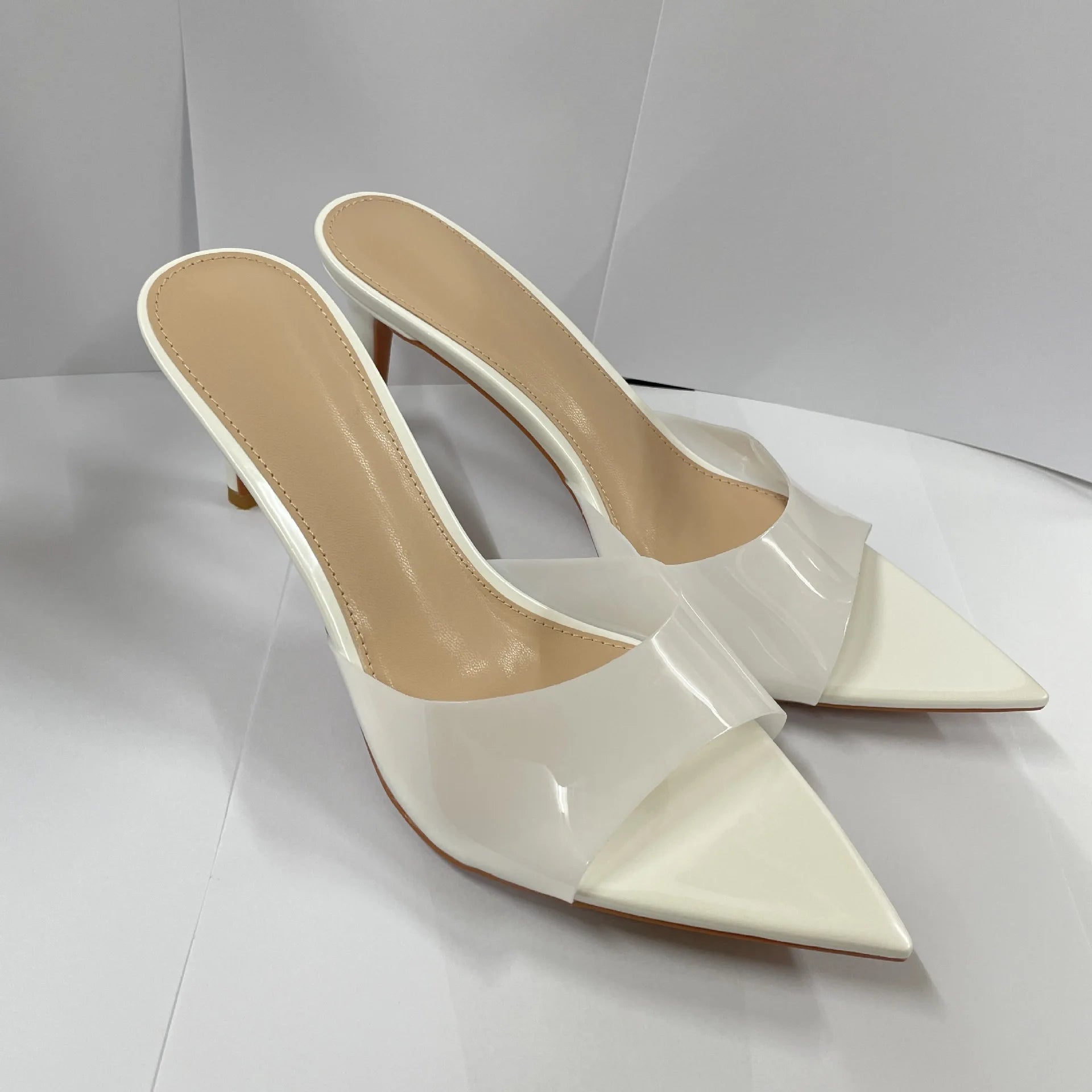 New Summer Women's High-heeled Sandals Transparent High-heeled Slippers Stiletto Pointed Toe Slip-on High-heeled Sandals