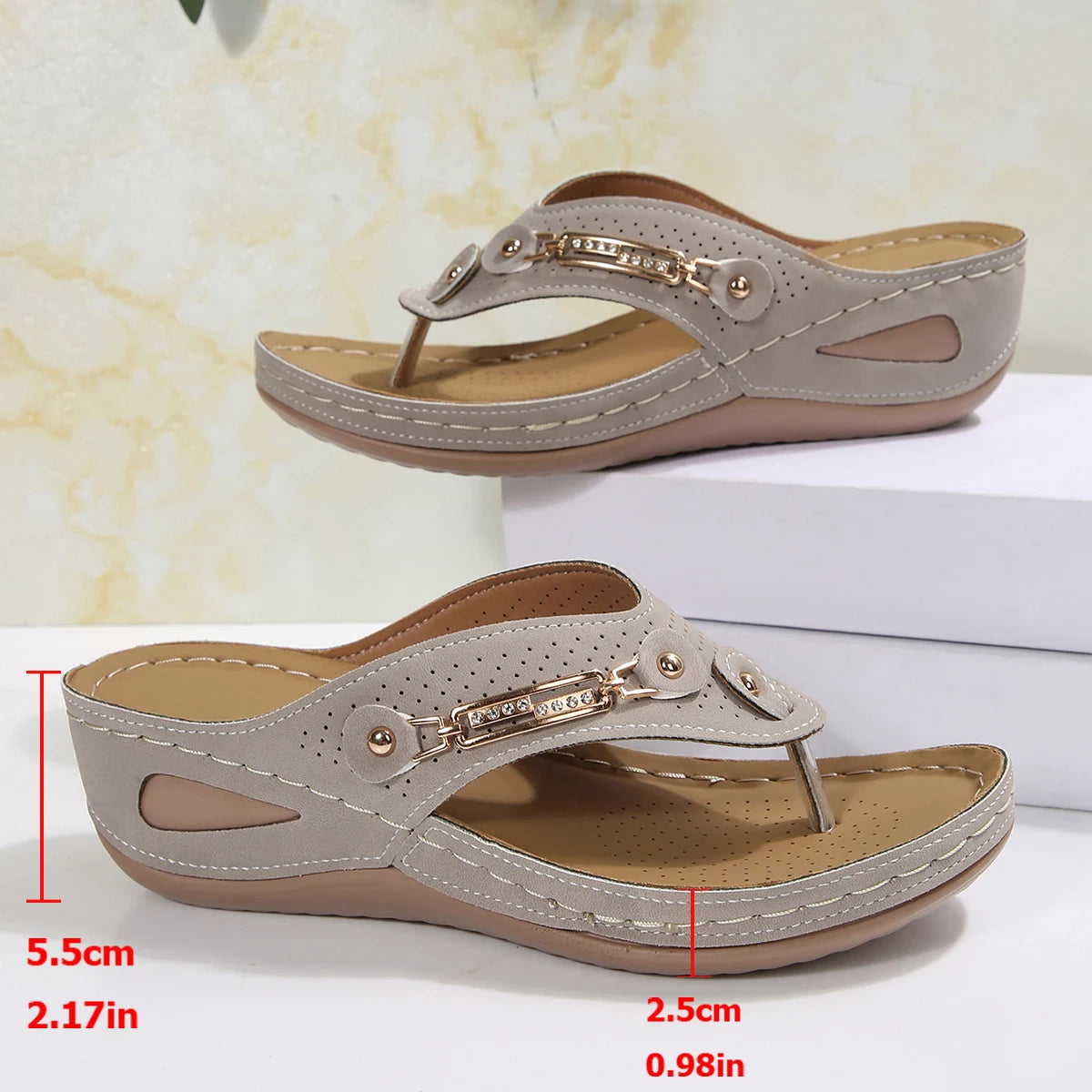Summer Womens Orthopedic Sandals Orthopedic Flip-Flops With Arch Support Thick Sole Slippers Non-Slip For Daily Wear Beach
