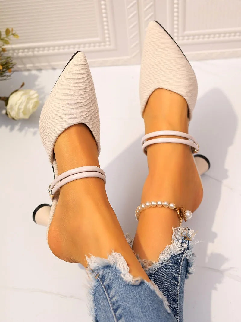 2025 Plus Size Women's Shoes Closed Toe Women's Slippers Elegant Dress Slippers Women Pointed Toe High Heels Modern Sandals