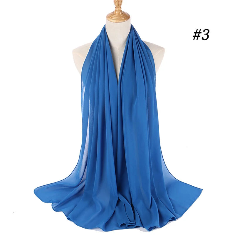 Muslim Chiffon Hijab Women Bubble Chiffon Scarf For Women Ladies Veil Muslim Islam Solid Color Malaysia Musulman Wrap Scarves