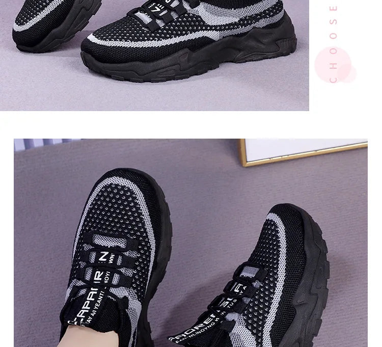 Chunky Sneakers 2025 Women's Casual Shoes Spring And Autumn Air Mesh Breathable Sports Shoes For Women's Soft Sole Running Shoes