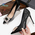 FyLuan New Fashion Women Pumps Rhinestone Square Ladies Shoes Pointed Beaded Female High Heels Sexy Comfortable Lady Stiletto