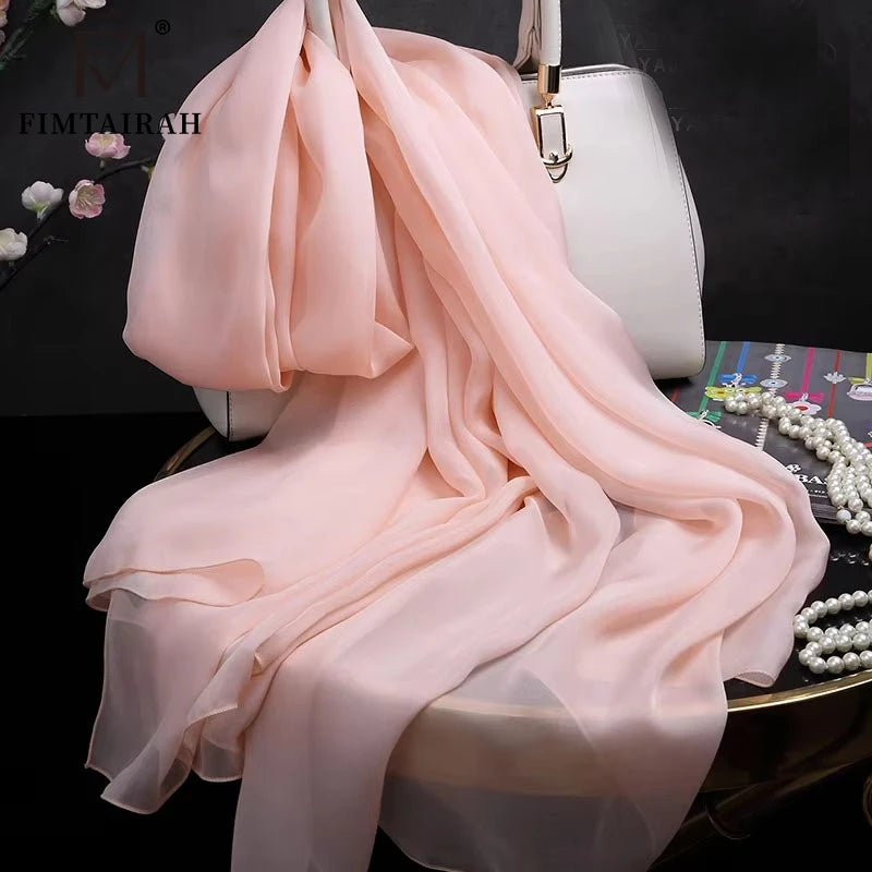 Nude pink silk scarf fashion women Neck female soft elegant  solid color  Hangzhou 100%  silk scarf shawl long  spring autumn