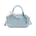 Simple Elegant Handbag Boston Shoulder bag Lace Ribbon Bow Decor Crossbody Bag Small Square Bag Casual Women Bags ﻿