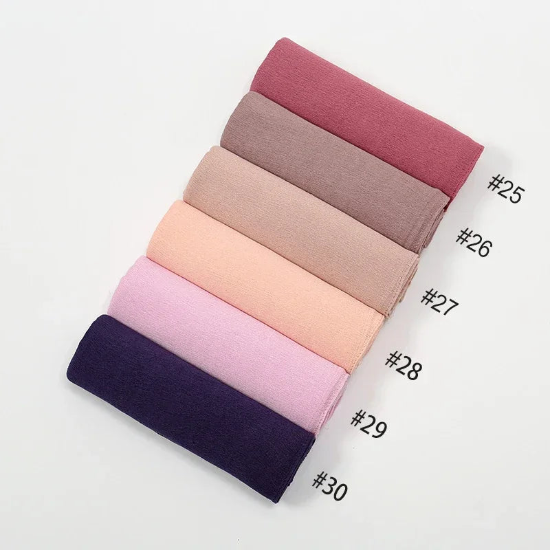 New Crinkle Rayon Hijab Muslim Scarf Women Solid Shawl Big Size Headscarf Islamic Turban Plain Foulard Headband Wrap