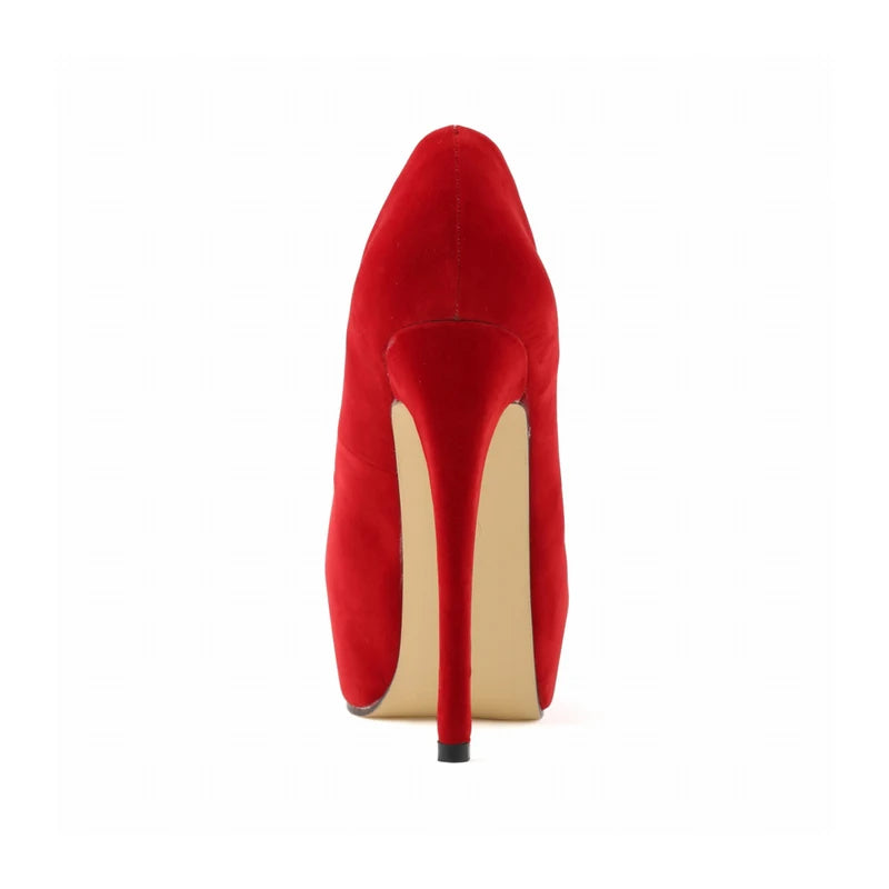 Women Pumps Stilettos Sexy 14cm Super High Heels Female Round Toes Platform Thin Heels NightClub Party Dress Red Wedding Shoes