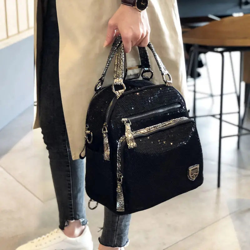 2025 Korean version new backpack women handbag sequin fashion travel backpack multifunctional large capacity dual-use bag trendy