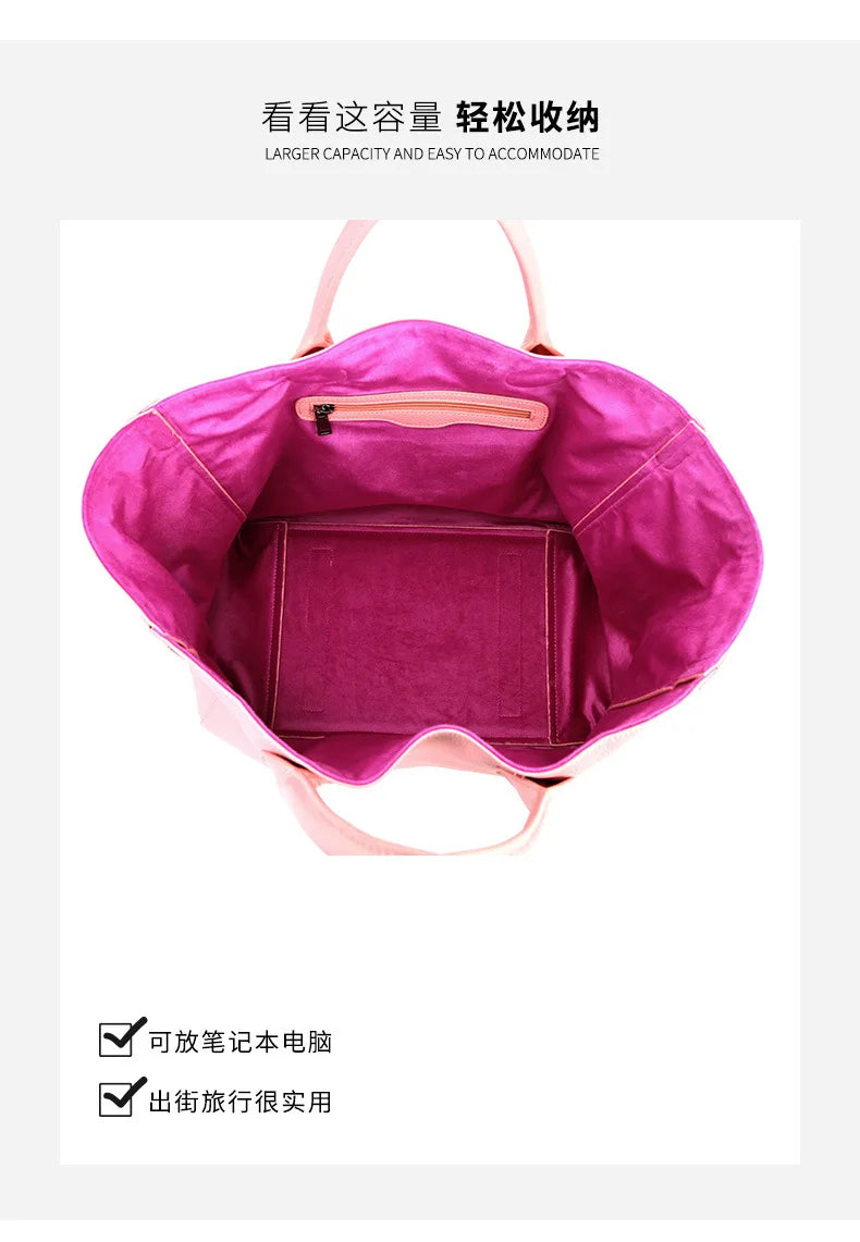 Roomy Women Bag Genuine Leather Handbag Luxury Cowhide Casual Tote Thick Real Natural Leather Bucket Shopper Daily Bag Big Purse