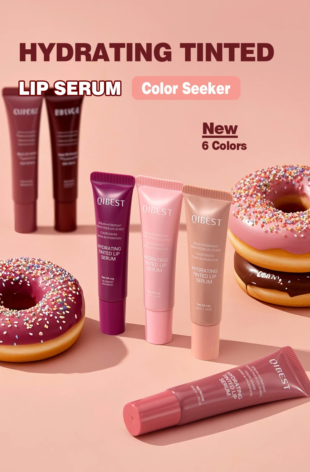 QIBEST Crystal Lip Balm Moisturizing Lip Gloss Oil Jelly Lipgloss Long Lasting Liquid Lipstick Hydrating Tinted Lip Serum Makeup