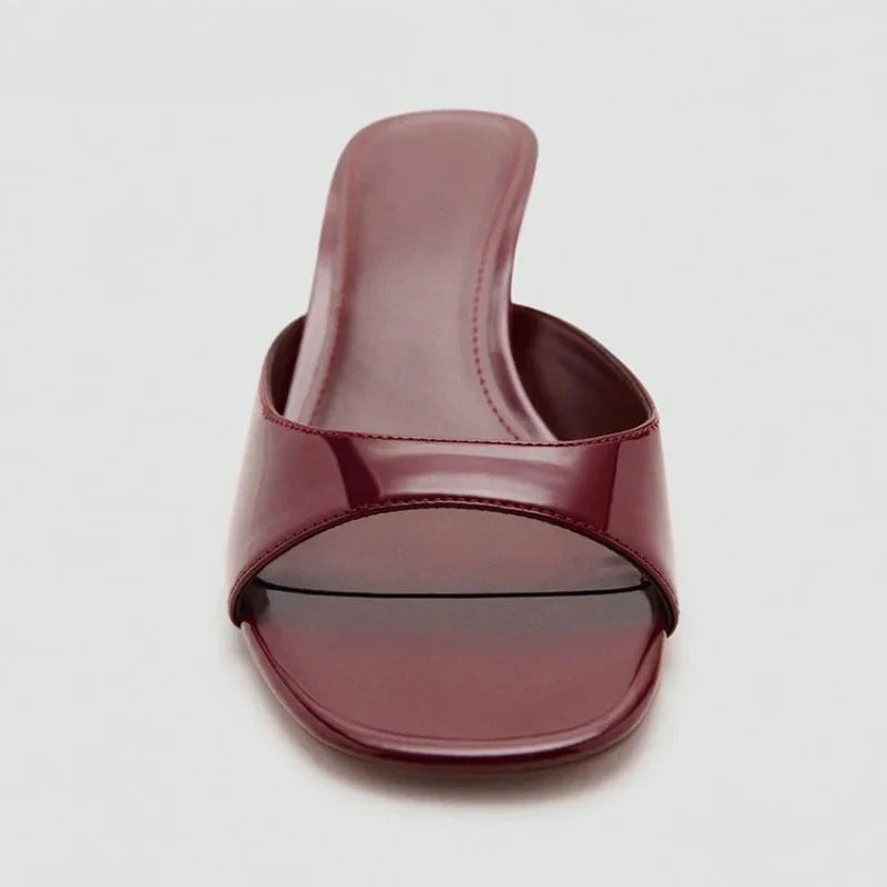 2026 New Summer Square Open Toe Women Slippers Concise Slip On Thick Heel Dress Shoes Outdoor Daily Wear Slides Shoes
