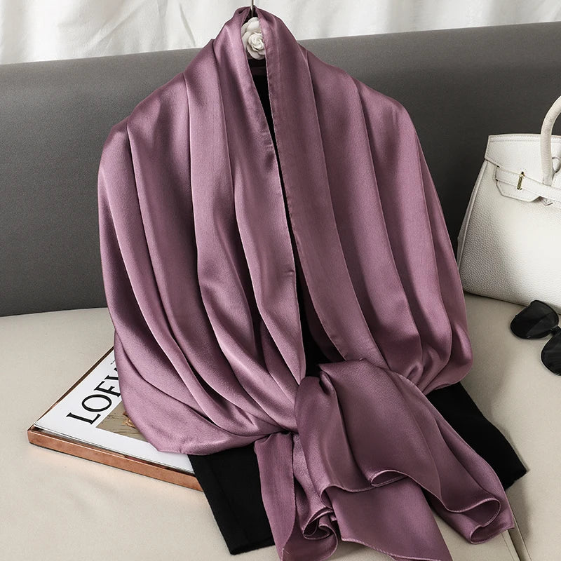 90*180cm Luxury Silk Scarf - Soft Smooth Women's Shawl, Hijab, Beach Wrap, Muffler
