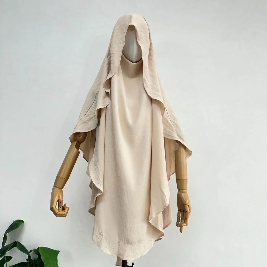 2025 Summer Muslim Women's Hijabs Traditional Soft Plain Scarf Khimar One Layer Stretch Soft Split Traditional Zip Chador