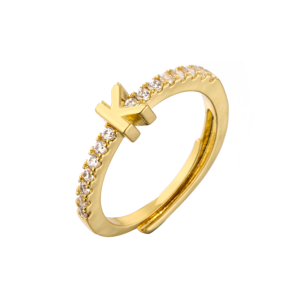HECHENG,Fashion Initials Letter Ring Women Classic Simple Opening Finger Ring For Women Party Jewelry Gift Wholesale