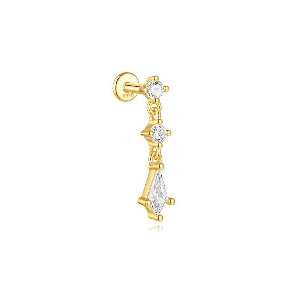 CANNER 1PC 925 Sterling Silver Eight-pointed Star CZ Piercing Earring For Women Ins Tassel Chain Stud Earring Party Fine Jewelry