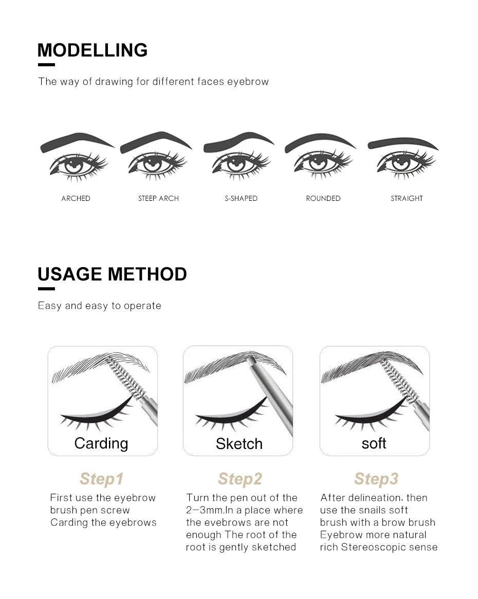 HANDAIYAN Eyebrow Pencil Automatic Rotating Double Head Long Lasting Natural Waterproof 5 Color Triangle Eyebrow Pen Make Up