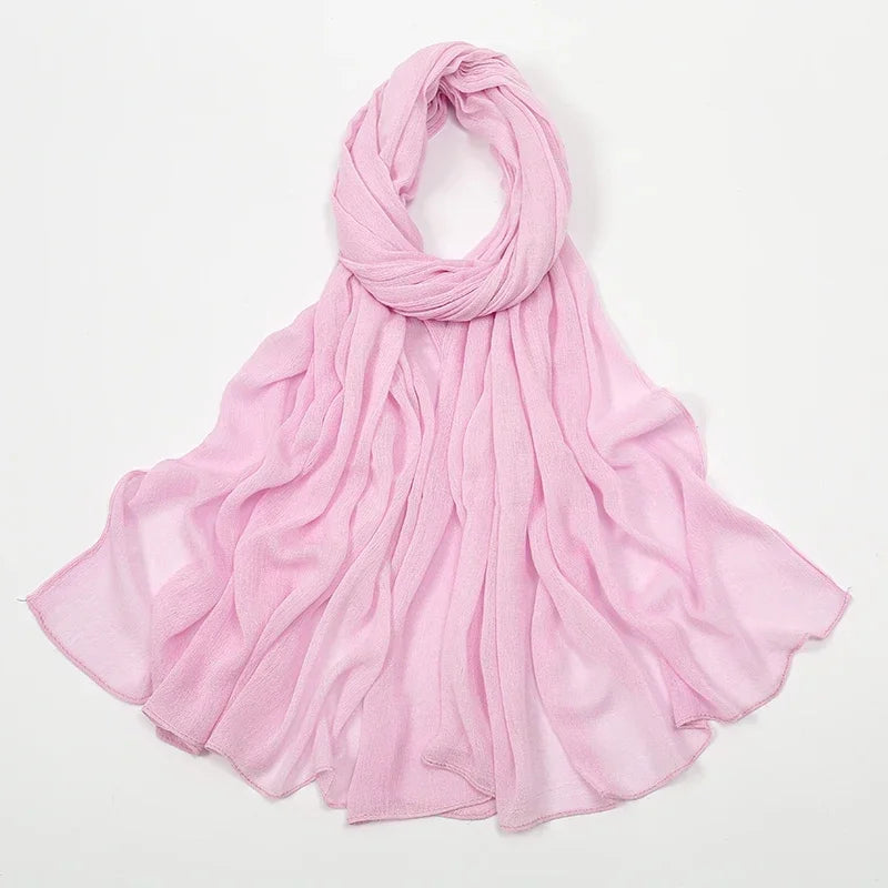 New Crinkle Rayon Hijab Muslim Scarf Women Solid Shawl Big Size Headscarf Islamic Turban Plain Foulard Headband Wrap