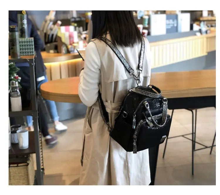 2025 Korean version new backpack women handbag sequin fashion travel backpack multifunctional large capacity dual-use bag trendy