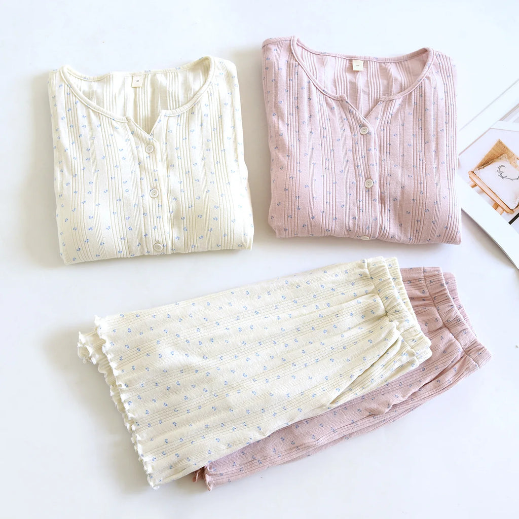 Summer Suit Short Sleeve Sleepwear Women's Cotton Floral Pyjamas Women Pajama Sets Two-Piece Nightwear Pijama Home Clothes