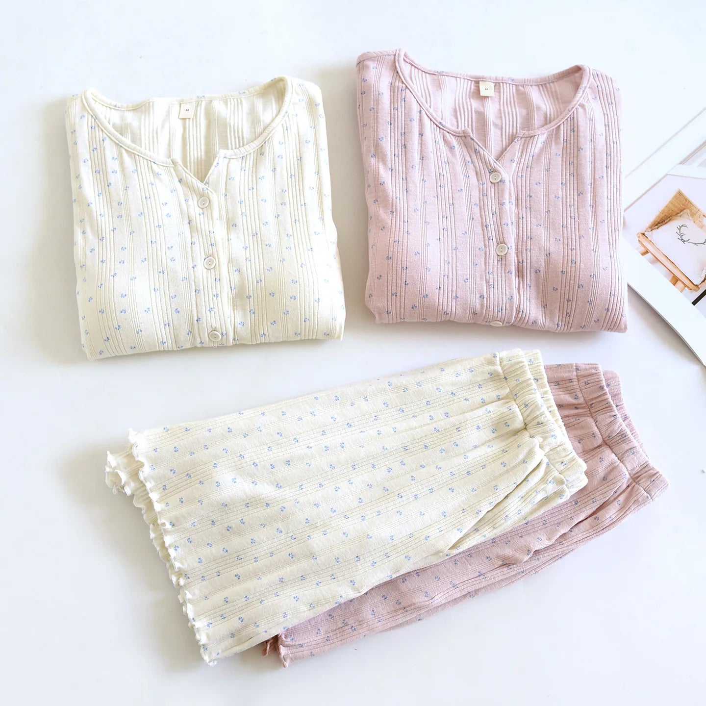 Summer Suit Short Sleeve Sleepwear Women's Cotton Floral Pyjamas Women Pajama Sets Two-Piece Nightwear Pijama Home Clothes