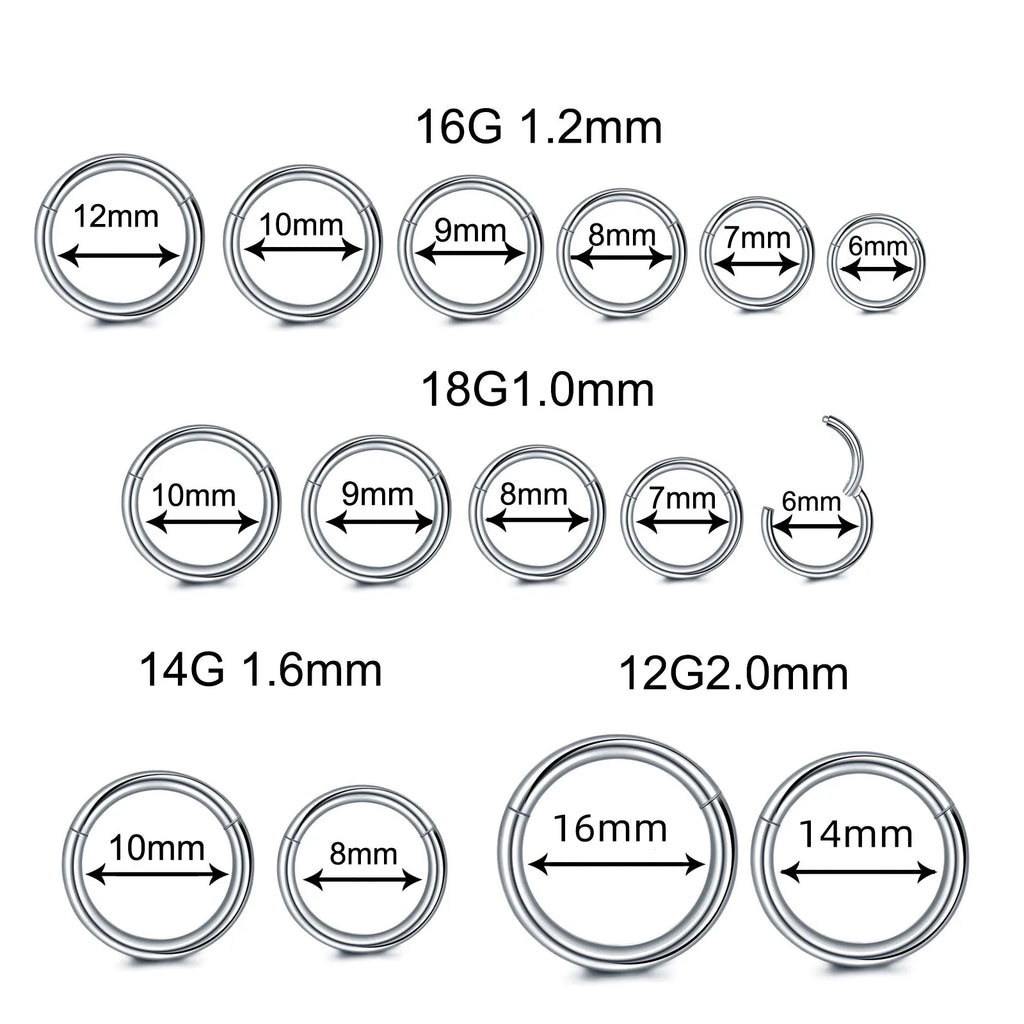 1PC Hinged Segment Nose Hoop Rings Women Surgical Steel Nose Rings Septum Clicker Ring Ear Daith Hoop Earring Piercing Jewelry