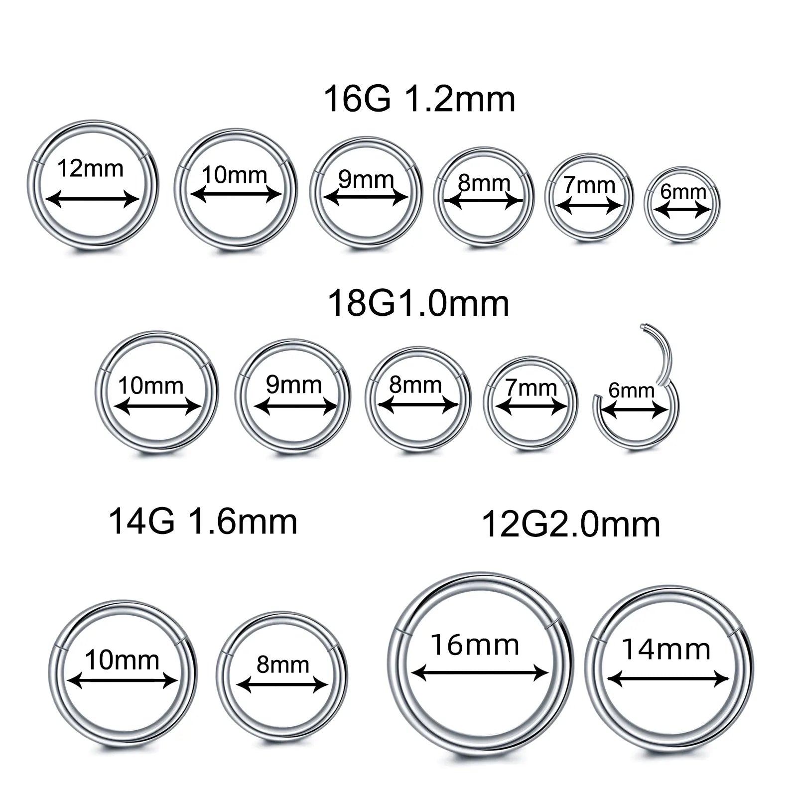 1PC Hinged Segment Nose Hoop Rings Women Surgical Steel Nose Rings Septum Clicker Ring Ear Daith Hoop Earring Piercing Jewelry