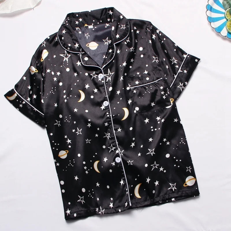 Spring Autumn pajama women Silk Satin pajamas set Long sleeve Shirt with Trouser Sleepwear Loungewear Female Pyjamas Suits Mujer