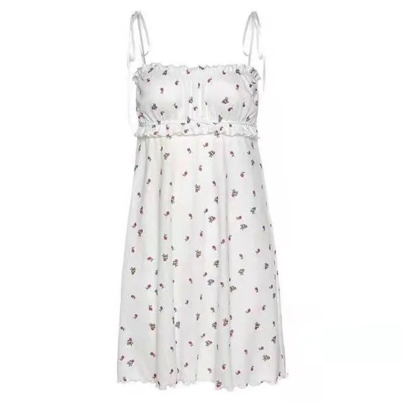 Loose Nightgown Summer Small Floral Suspender Pajamas