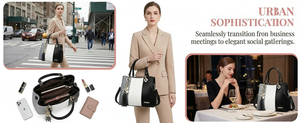 Ladies Large Tote Handle Bag Women PU Leather Tote Handbags with Multiple Pockets Waterproof Female Tote Shoulder Bags