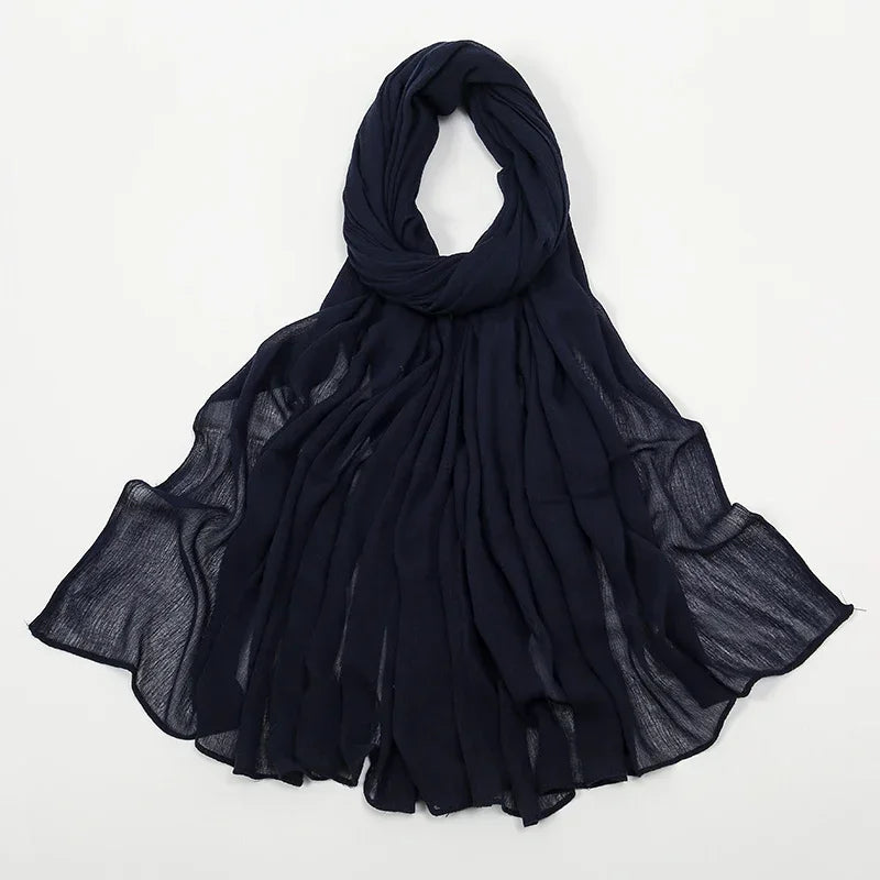 New Crinkle Rayon Hijab Muslim Scarf Women Solid Shawl Big Size Headscarf Islamic Turban Plain Foulard Headband Wrap