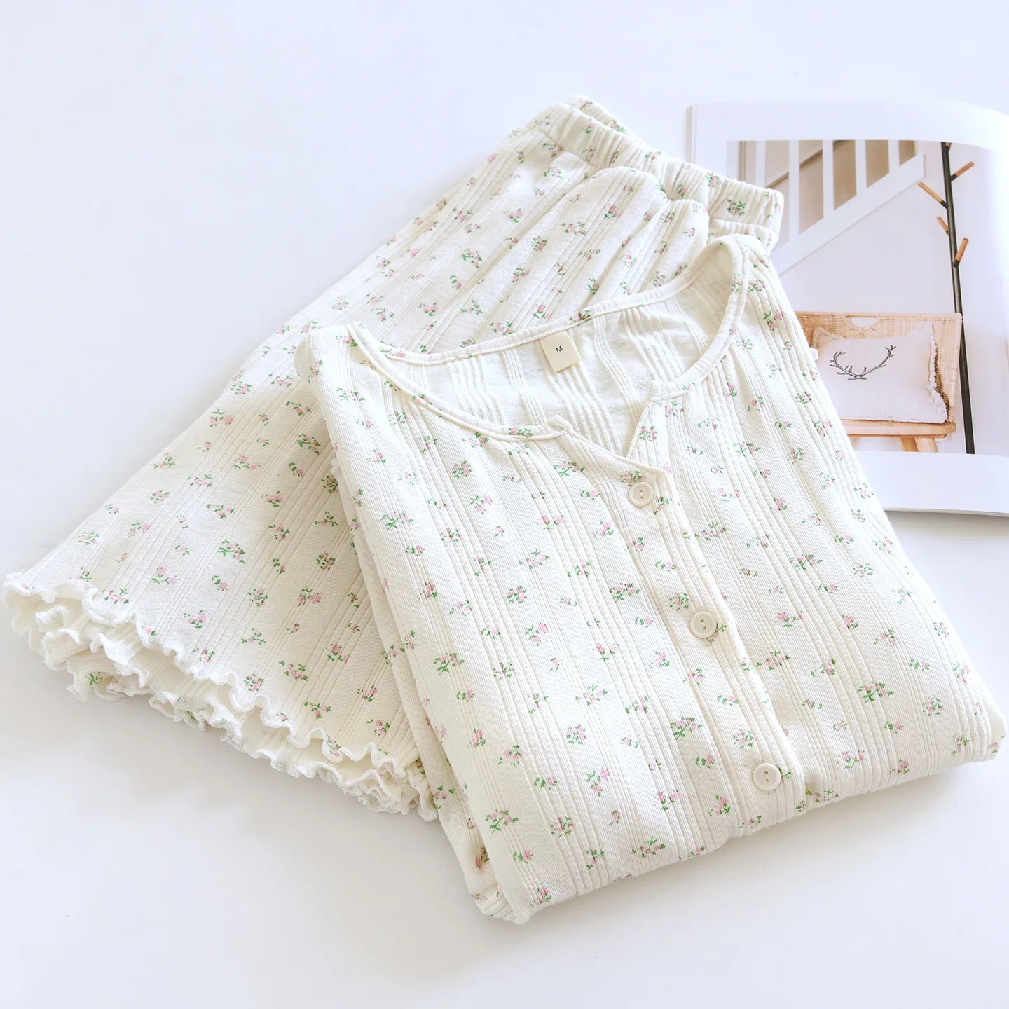 Summer Suit Short Sleeve Sleepwear Women's Cotton Floral Pyjamas Women Pajama Sets Two-Piece Nightwear Pijama Home Clothes