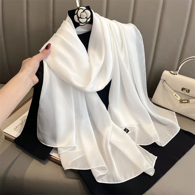 90*180cm Luxury Silk Scarf - Soft Smooth Women's Shawl, Hijab, Beach Wrap, Muffler