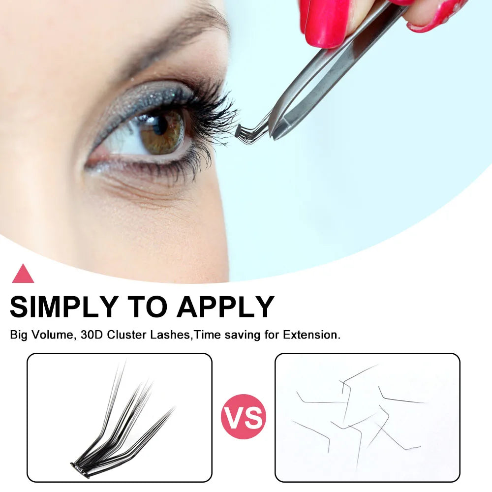 60pcs 30D C/D/L Curl Cluster Eyelash Extension Foxy Eyes Cat Look Natural Individual Eyelashes Bunches  Makeup Tool Lashes Cilia