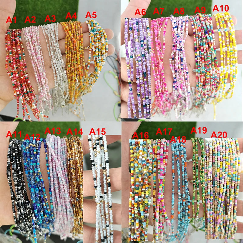 Imitation Pearl Necklace Women Choker Seed Beads Rainbow Stainless Steel Spring Clasp Sailor Buckle Base Chain Gold Color Boho