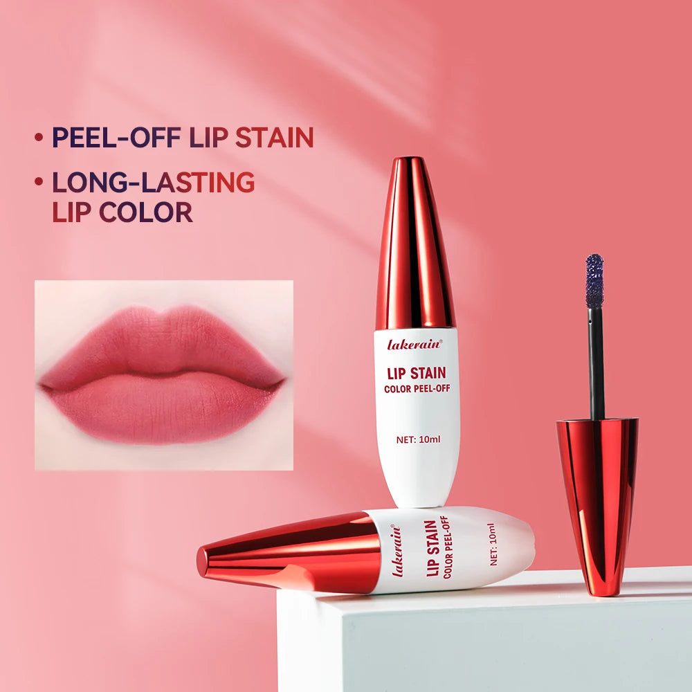 Peel Off Rose Pink Lip Gloss Matte Outline Contour Tattoo Lip Stain Waterproof Transfer Resistant Tear Off Natural Lip Tint