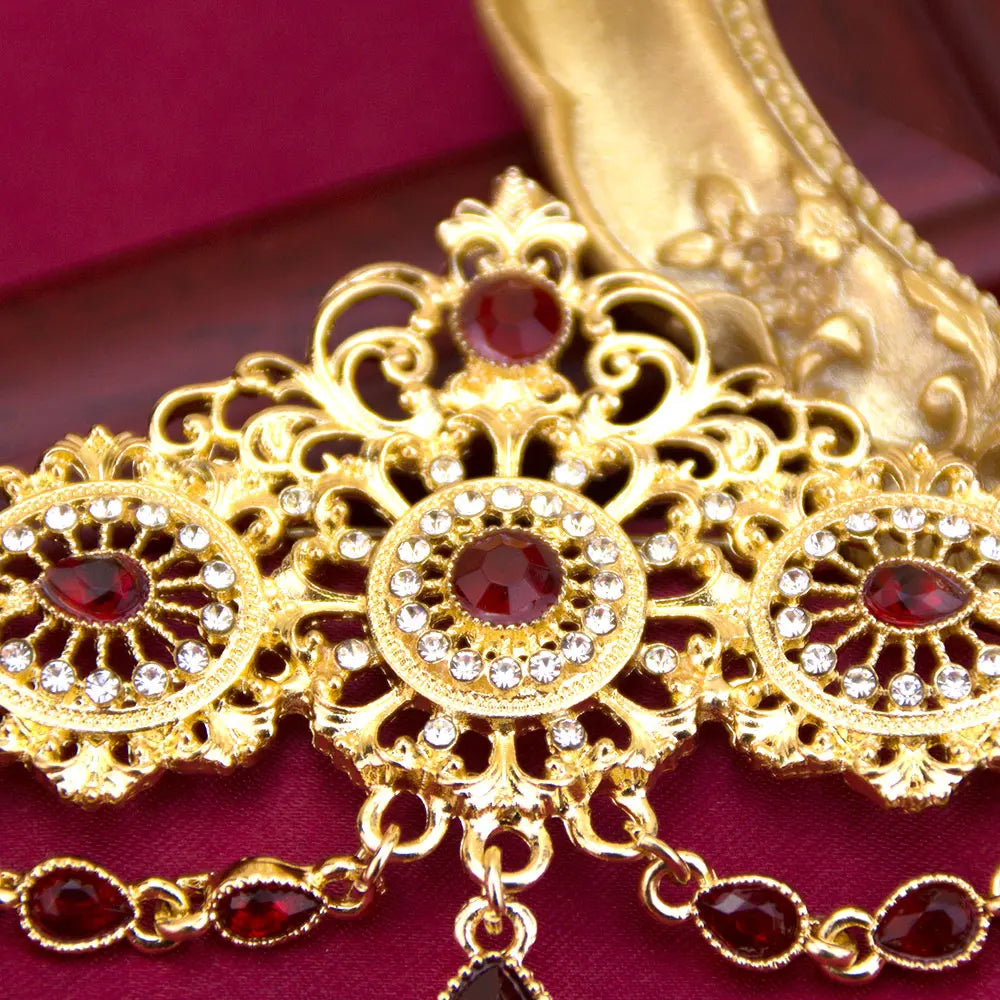 Sunspicems Gold Color Moroccan Jewelry Caftan Brooch Earring Sets For Women Chic Arabic Bridal Ethnic Wedding Bijoux Party Jewel
