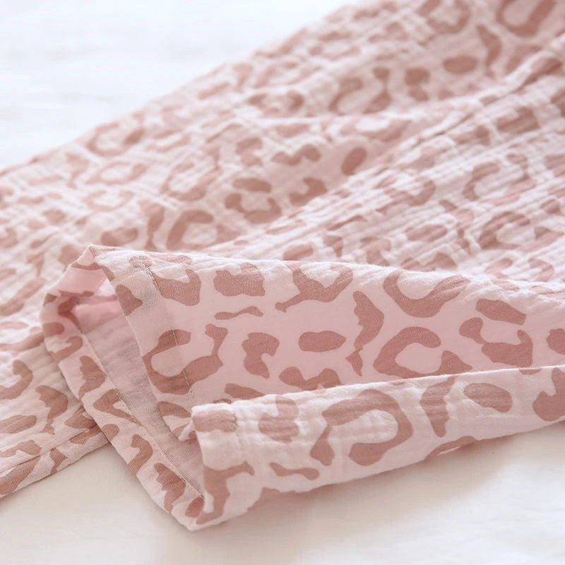Women's Pure Cotton Pajama Pants Home Pants Double-layer Gauze Elastic Band Loose Casual Pants Cute Strawberry Home Pants 2024
