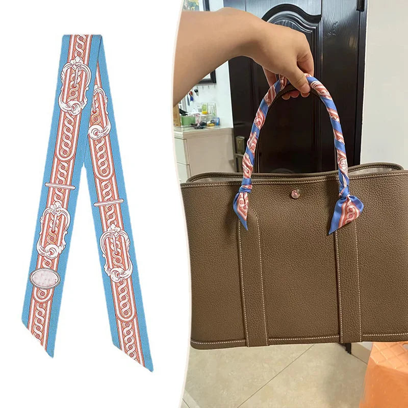 New 2025 simulated silk wrapped bag strap bag handle silk scarf tied bag ribbon decorative small streamer