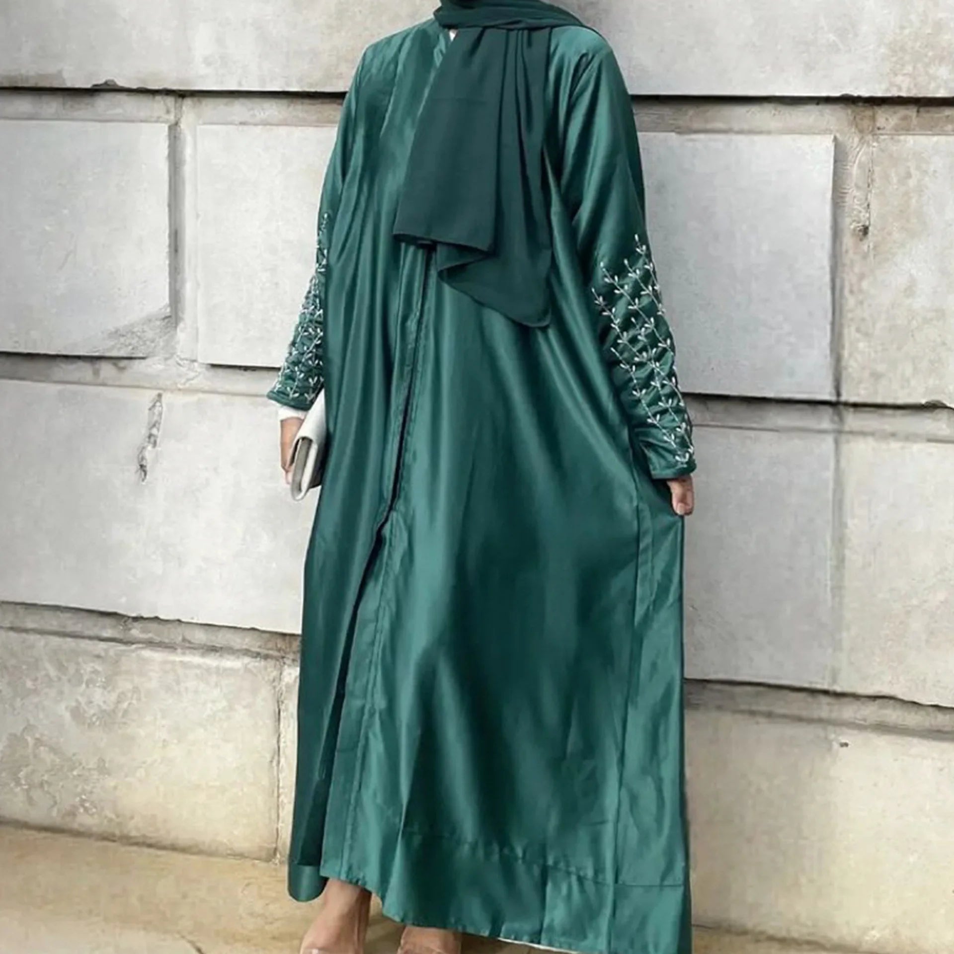 Kimono Abaya Dubai Party Kaftan Solid Beaded Muslim Fashion Hijab Dress Summer Open Abayas for Women Turkey Islam Modest Outfit